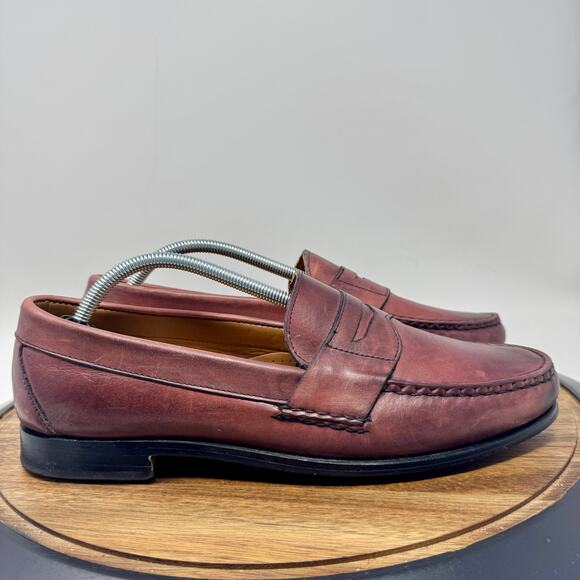 Allen Edmonds Cavanaugh Shoes Men\'s 11 D Oxblood Leather Dress Penny Loafers